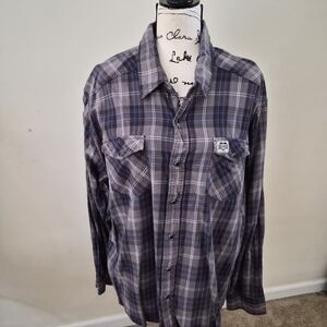 Carhartt Men's Plaid Button Down Shirt - Blue and Gray